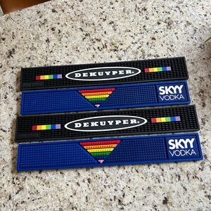 (4) 2 Skyy Vodka and Dkeuyper Rainbow Pride Bar Spill Mats  3.5" X 23.5"